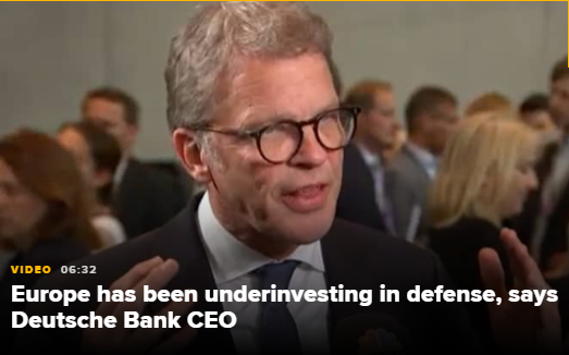 配资平台股票行情 德意志银行CEO加大国防投资力度